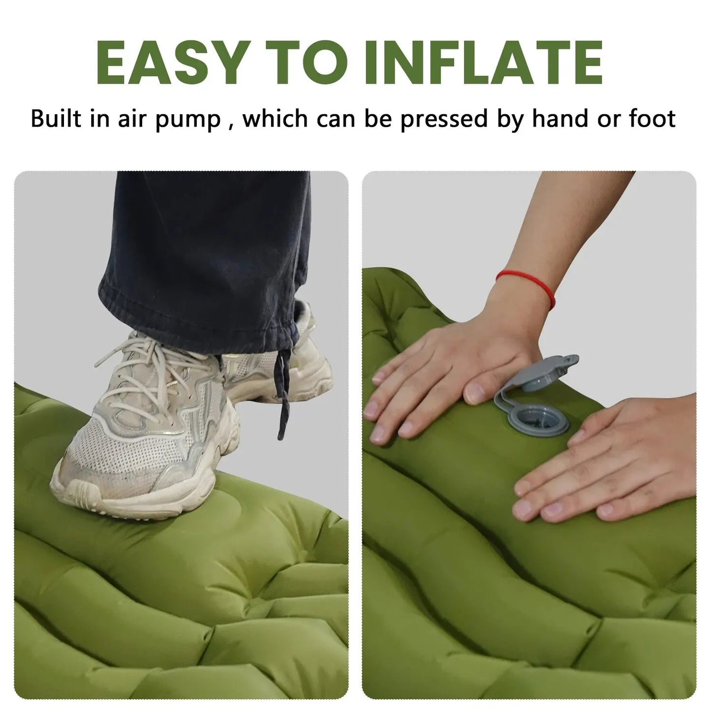 Inflatable Camping Mattress Sleeping Pad with Built-in Pillow and Pump