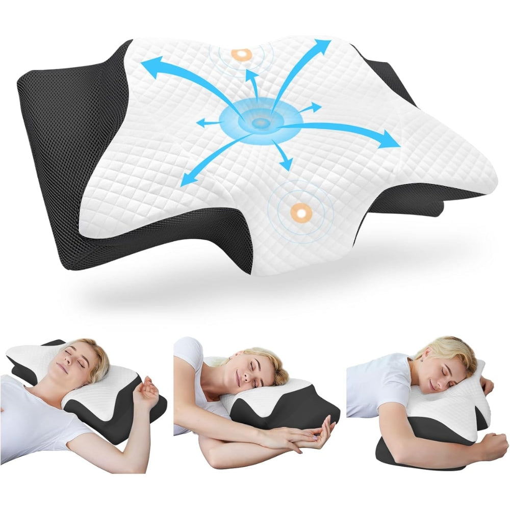 Memory Foam Cervical Pillow 2 in 1 Ergonomic Contour Orthopedic Pillow for Neck Pain